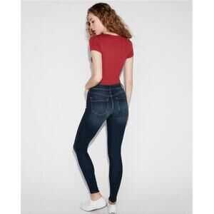 Express Mid Rise Dark Wash Jean Leggings sz O short Like New